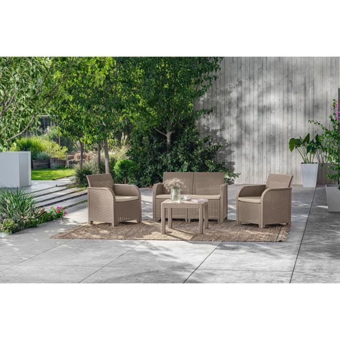 Garden Furniture Set - In Imitation Woven Rattan Resin - Allibert by KETER - 4 People - SanRemo - Cappuccino