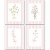 JINYO Coquette Pink Bow Floral Wall Art Prints Set of 4, Floral Room Decor, Preppy Pink and White Striped Flower Posters Pictures Wall Decor for