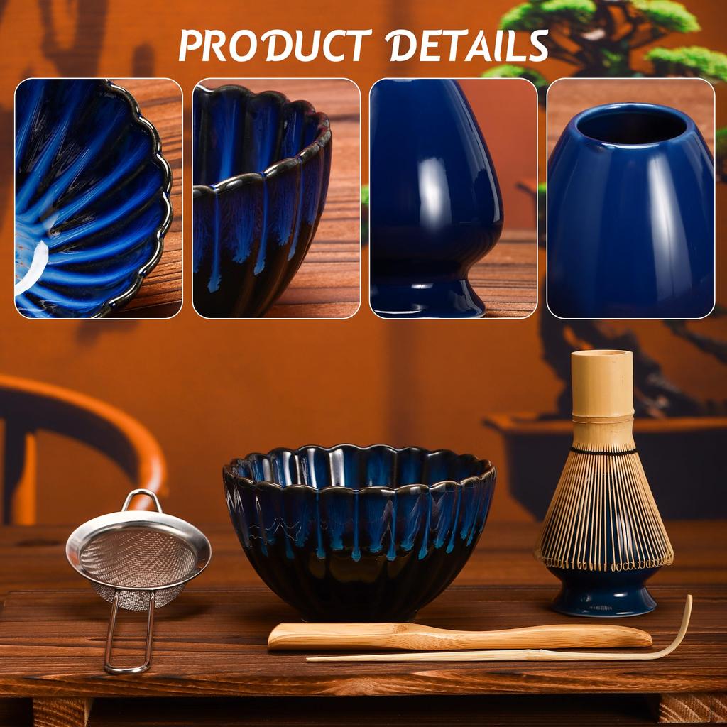 DiDiBirDi Matcha 6dílný čajový obřad Matcha Tea Matcha Šlehací metla Matcha Bambusová naběračka Tradiční Bamboo Chasen Dárek pro čajový obřad pro začátečníky Set, sada,