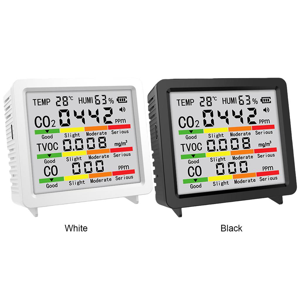 New Indoor Air Quality Monitor CO2 Carbon Dioxide CO Carbon Monoxide Detector PM2.5 Formaldehyde TVOC Air Quality Air Pollution with Digital Display