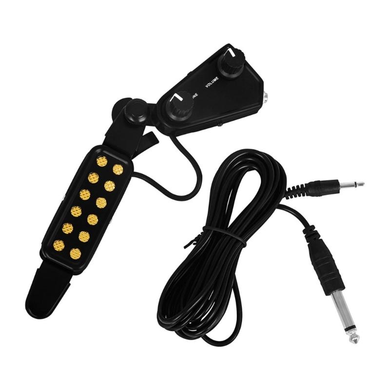 12 Hole Sound Hole Pickup Acoustic Guitar Transducer Amplifier with Volumes Tone Tuner Guitar Sound Hole Pickup