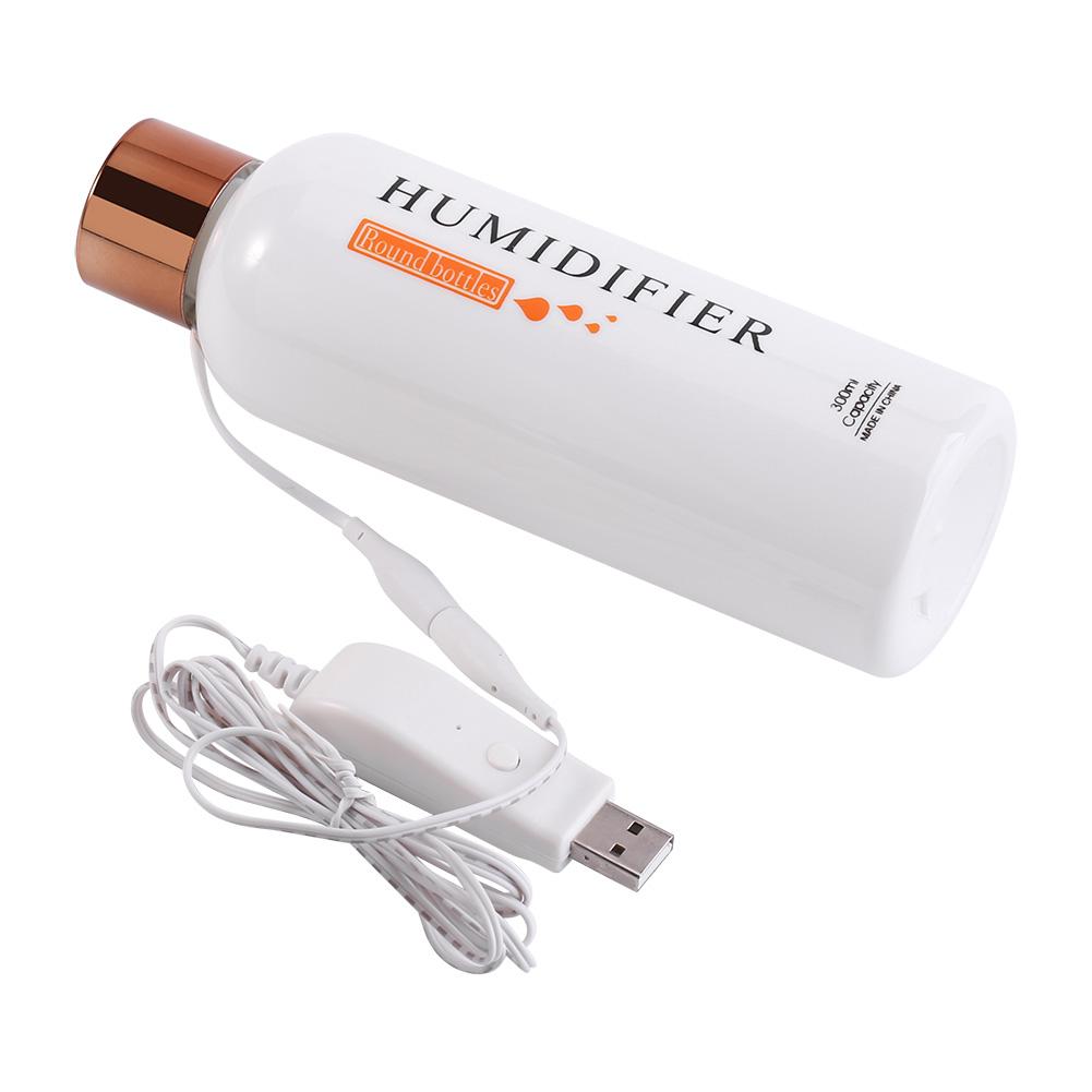 1Pc 300ml Bottle Shape USB Ultrasonic Cool Mist Humidifier Air Purifier Home Office Use (Gold)