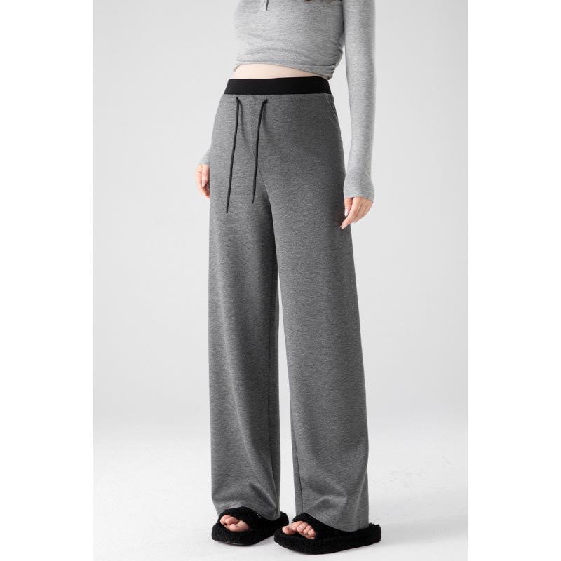 

Spring-Summer 2026 Maternity Wide-Leg Pants: Slimming, Skin-Friendly, Versatile, with Drawstring and Drape Design for Casual Outings 3XL темно-серого