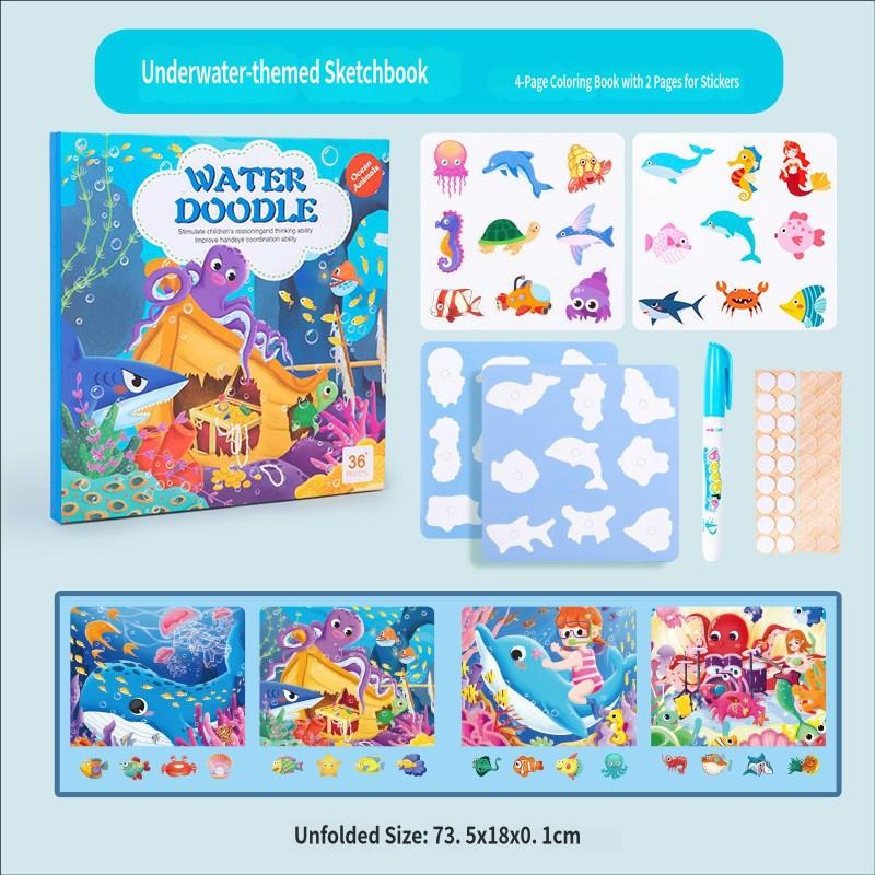 Early Education Magic Water Painting Book Repeated Draw Water Pen Animal Cognitive Educational Toys Kids Early Learning Book