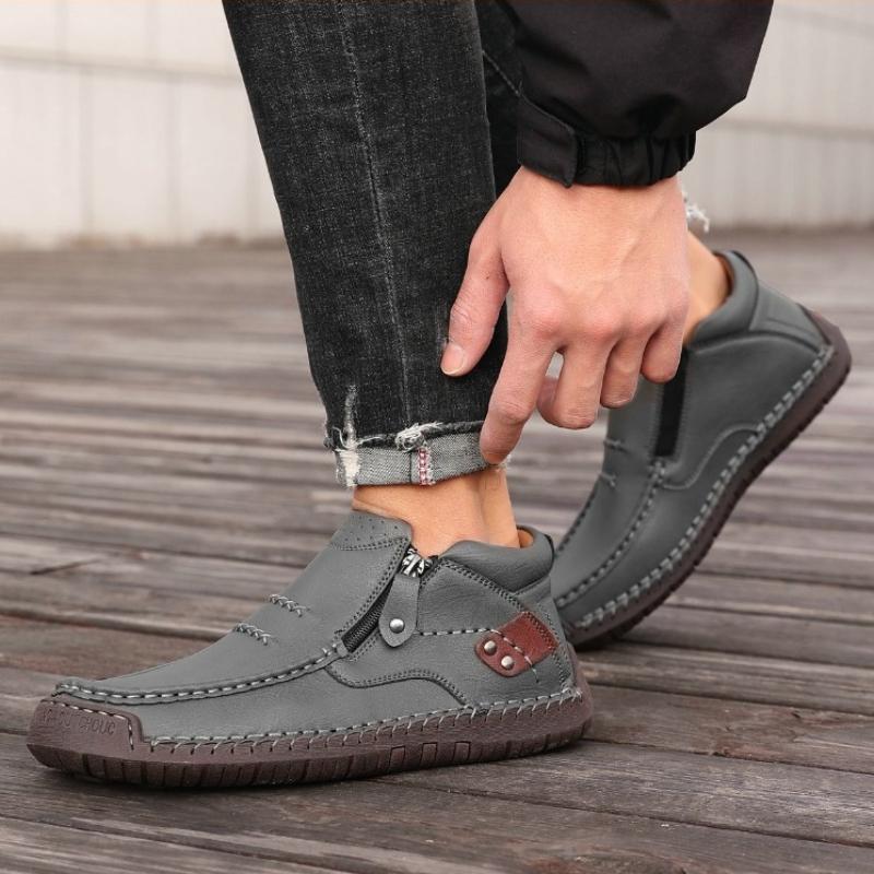 Men's Outdoor Casual Shoes Slip-on Flats Leather Shoes High-top Shoes Large Sizes Ankle Boots Formal Shoes 38-50