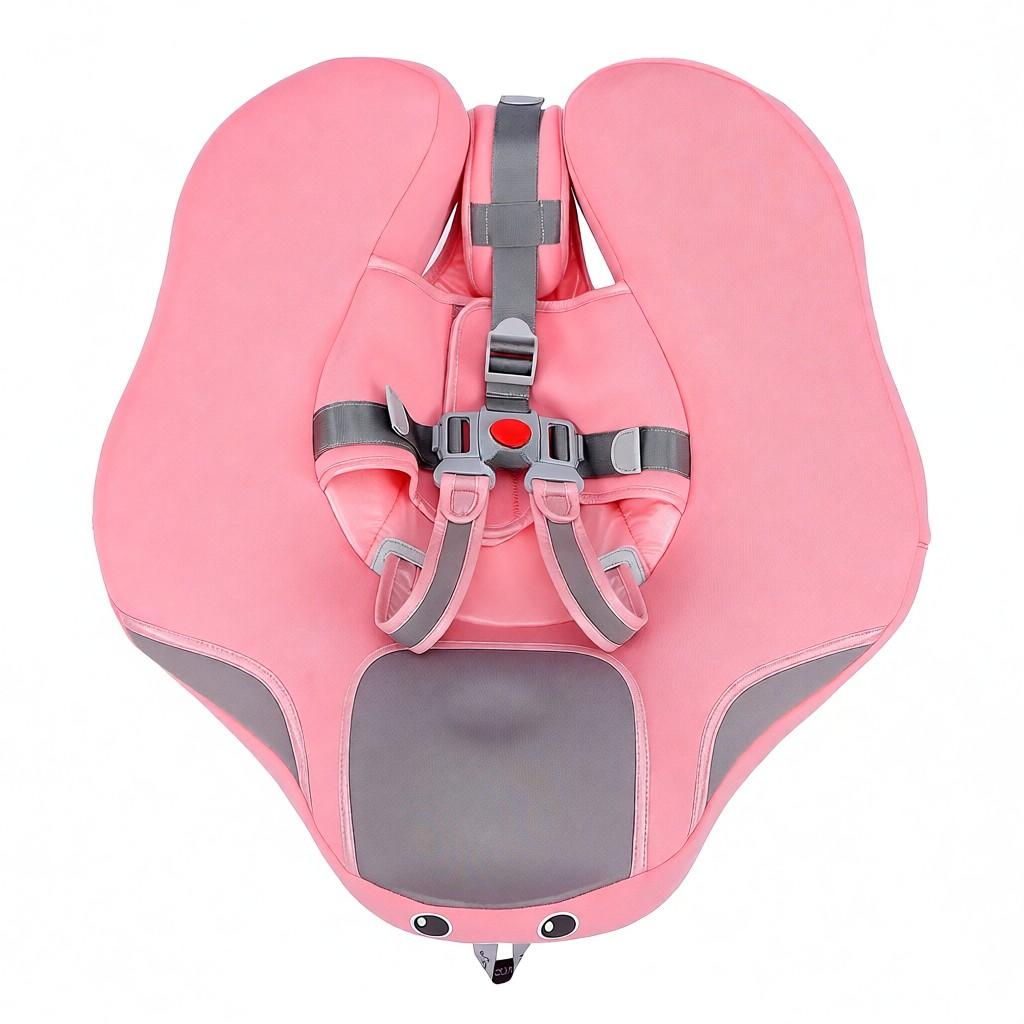 Non-Inflatable Baby Float with Canopy Infant Lying Swimming Ring Pool Swim Trainer for 3-24 Months Baby
