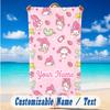 Beach Towel Custom Name Text, Quick Dry Large Towel For Beach HomeMy Melody