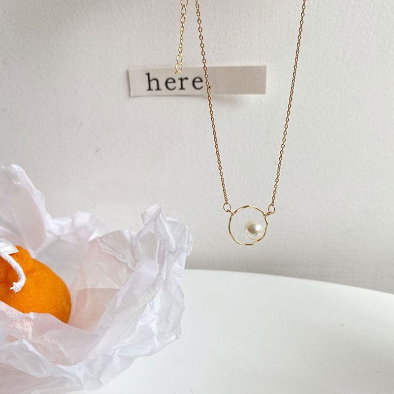 Summer Gentle Pearl Cherry Necklace Women'S Light Luxury Niche Temperament Neck Chain Sweet And Fresh Collarbone Chain