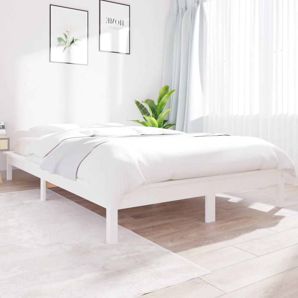Solid Wood Bed White 180 X 200 Cm Pine