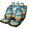 Tropisch Paradijs Strand Thema Autostoelhoes Set - Levendig Palmboom & Oceaan Ontwerp, Duurzaam Polyester, Geschikt Voor De Meeste Auto's, Alle-