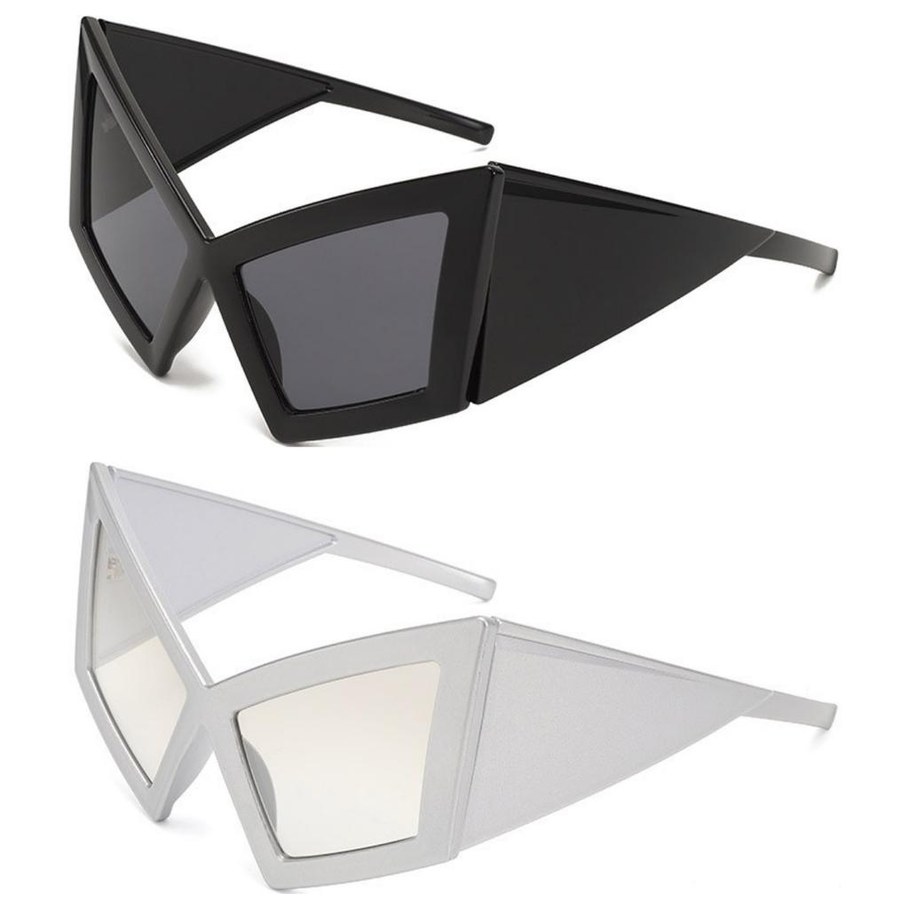 Luxury punk women sunglasses oversized cat eye windproof UV400 lenses fashion runway show frames modern