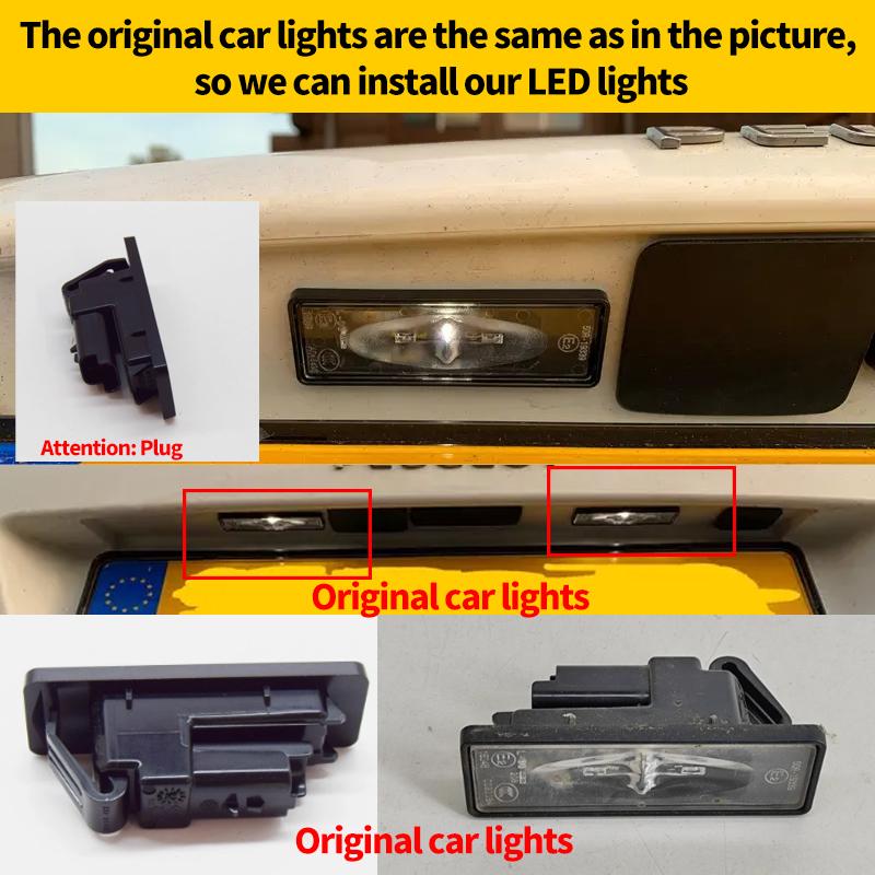 2pcs LED License Number Plate Light Canbus For Peugeot 406/407/508/607 Citroen Berlingo/C2/C3/C4/C5 II/C6/C8 Car Accessories