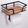 Wall Mounted Paper Towel Holder Wooden Paper Phone Holder Paper Storage Shelf  for Bathroom