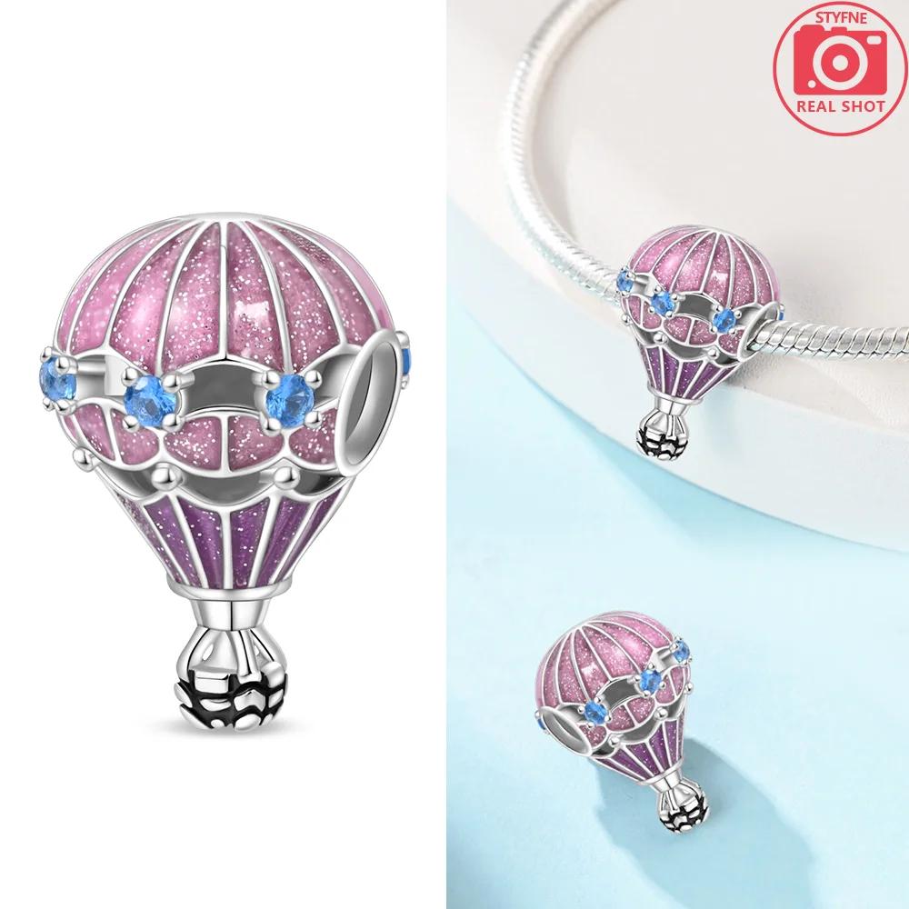 Cute Charms Copper Pink Series Cute Elf Robot Luggage Air Balloon Beaded Pendant Fit Original Bracelet Fine Diy Jewelry