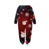 Christmas Print Parent-Child Outfit Hooded Zipper One-Piece Fashionable Home Suit Set