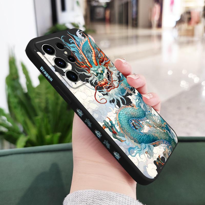 

Blue Dragon Phone Case For Samsung Galaxy S25 S24 S23 S22 S21 S20 S10 Ultra Plus FE Note 20 Ultra 10 Plus Cover Galaxy Note 10 Pro чёрный