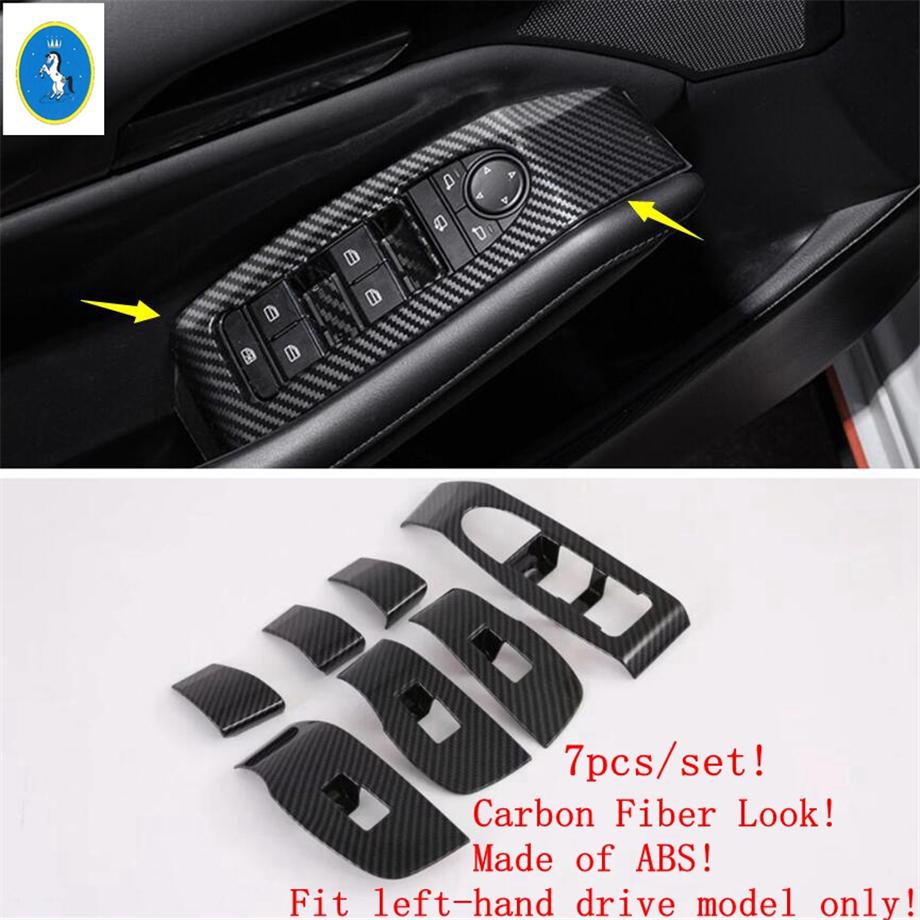 Carbon Fiber Auto Gear Head / Window Glass Lift / Steering Wheel / Door Speaker Accessories Cover Trim For Mazda 3  -