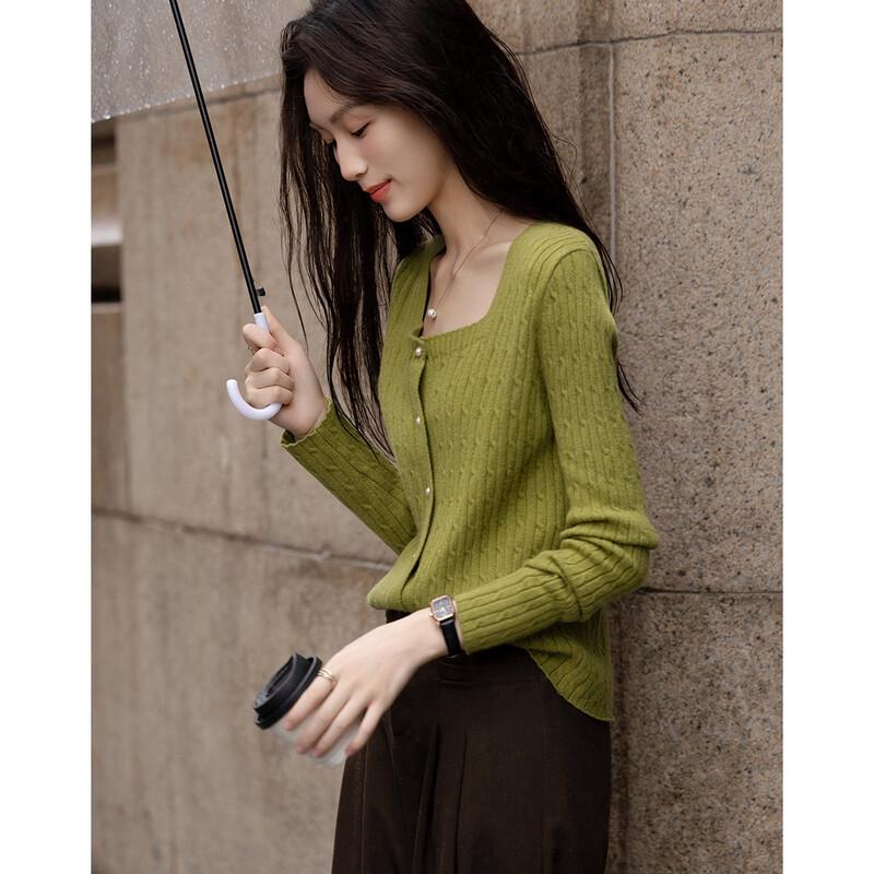 Demana French Square Neck Knit Cardigan