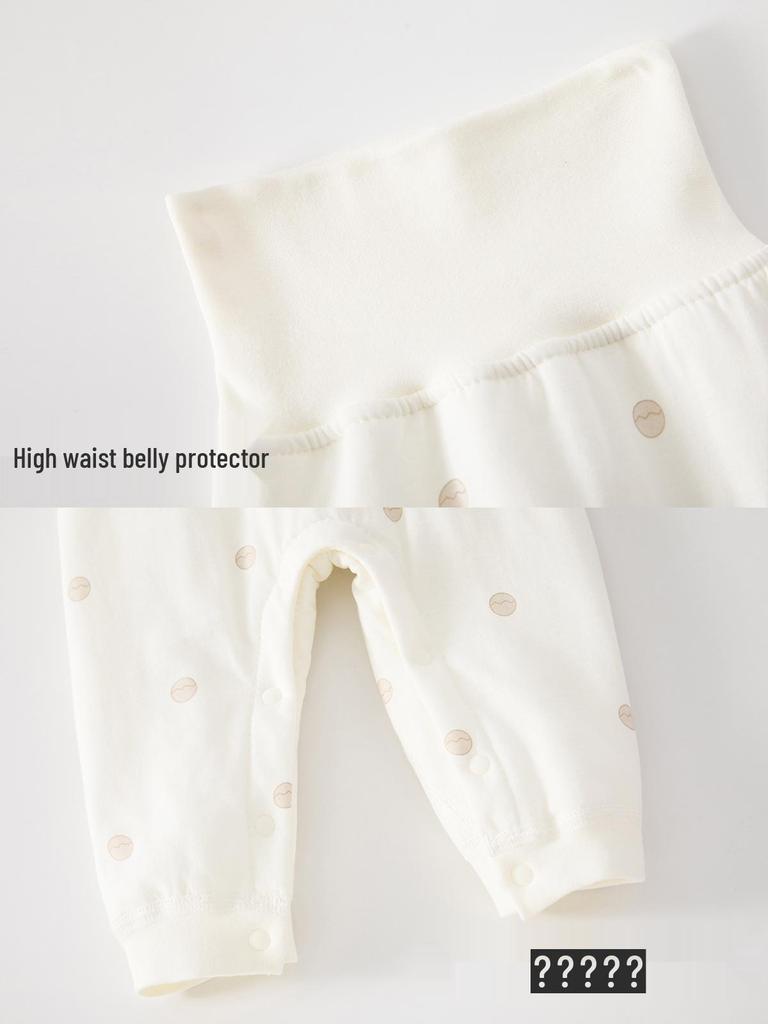 Klasse A Baumwolle Baby Langarm-Oberteil & High-Waist Hose Set, Druckknöpfe, Ganzjahresartikel, Leicht, Neugeborenen Unterwäsche