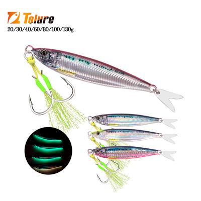 TOLU  NEW 3D Printed Fast Sinking Metal Jig Lure 20g 30g 40g 60g 80g Saltwater Shore Casting Fishing Lure Vertical Metal Jig