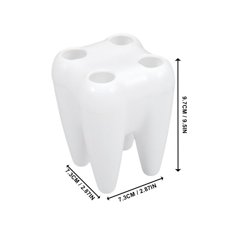 creative cartoon White Toothbrush Holder Stylish Tooth Shape Toothbrush Storage Desktop Accessories 4 Hole Toothbrush Stand