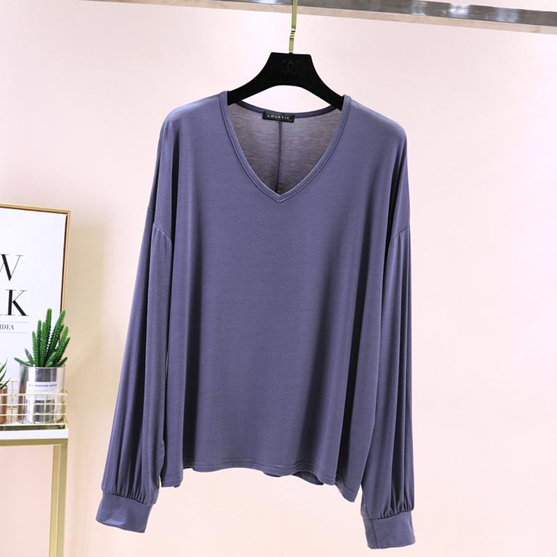 

Женская футболка с длинным рукавом и V-образным вырезом свободного кроя для защиты от солнца - Летний топ большого размера для верховой езды, в корейском стиле Extra Large