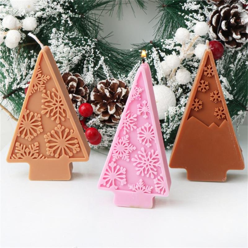 Flexible Silicone Mold Handmade Scented Candle Mould Snowflakes Christmas Tree Aromatherapys Mold Home Decorations