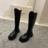 Long boots women's autumn and winter new versatile high boots rear zipper thin boots but knee mid boots