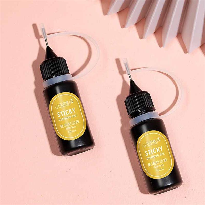 10ml No Wipe Top Coat & Gem Glue 2 In 1 Nail Sealant for Rhinestones/Charms Strong Adhesive Gap Filling DIY Nail Art Extension UV LED Cured