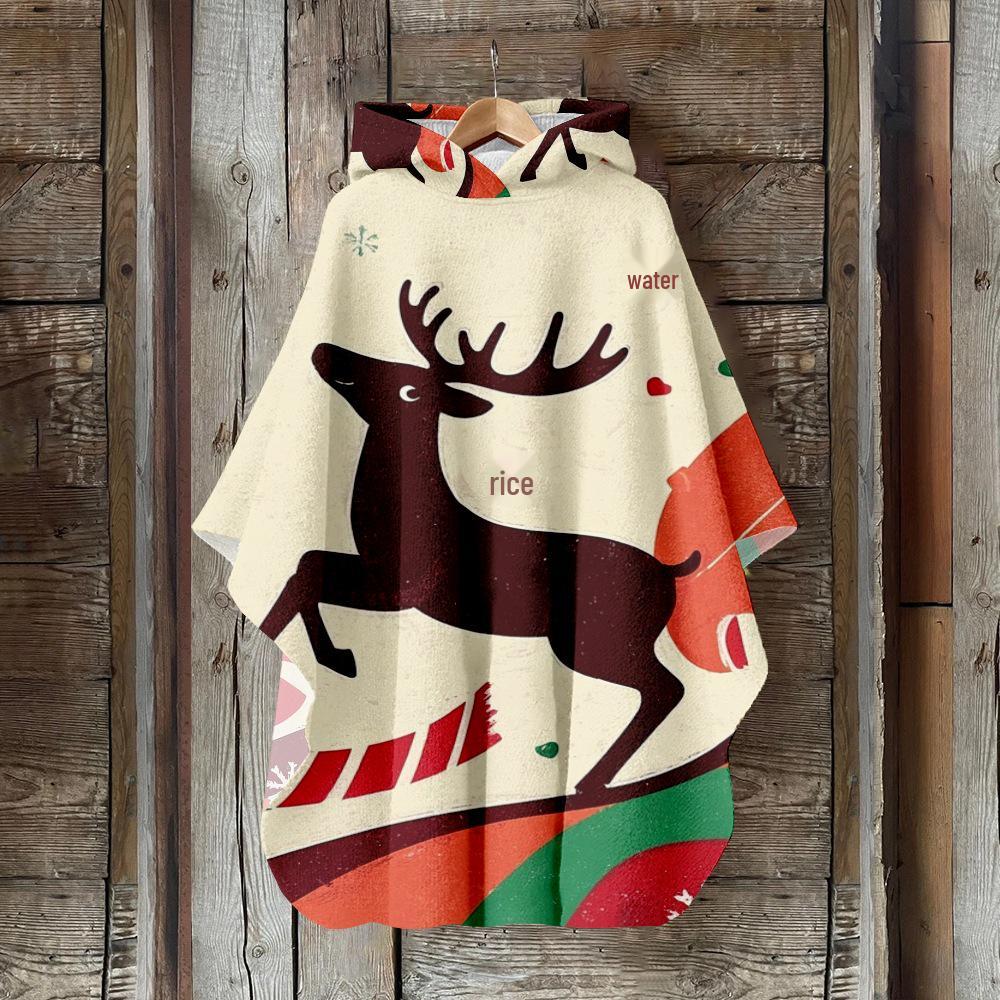 Digital Print Women's Hooded Cloak for Halloween and Christmas