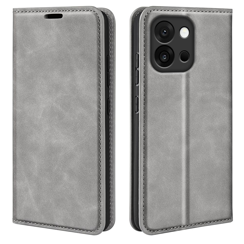 

Для OnePlus 13T 5G Чехол Кожаный кошелек-обложка для телефона Grey