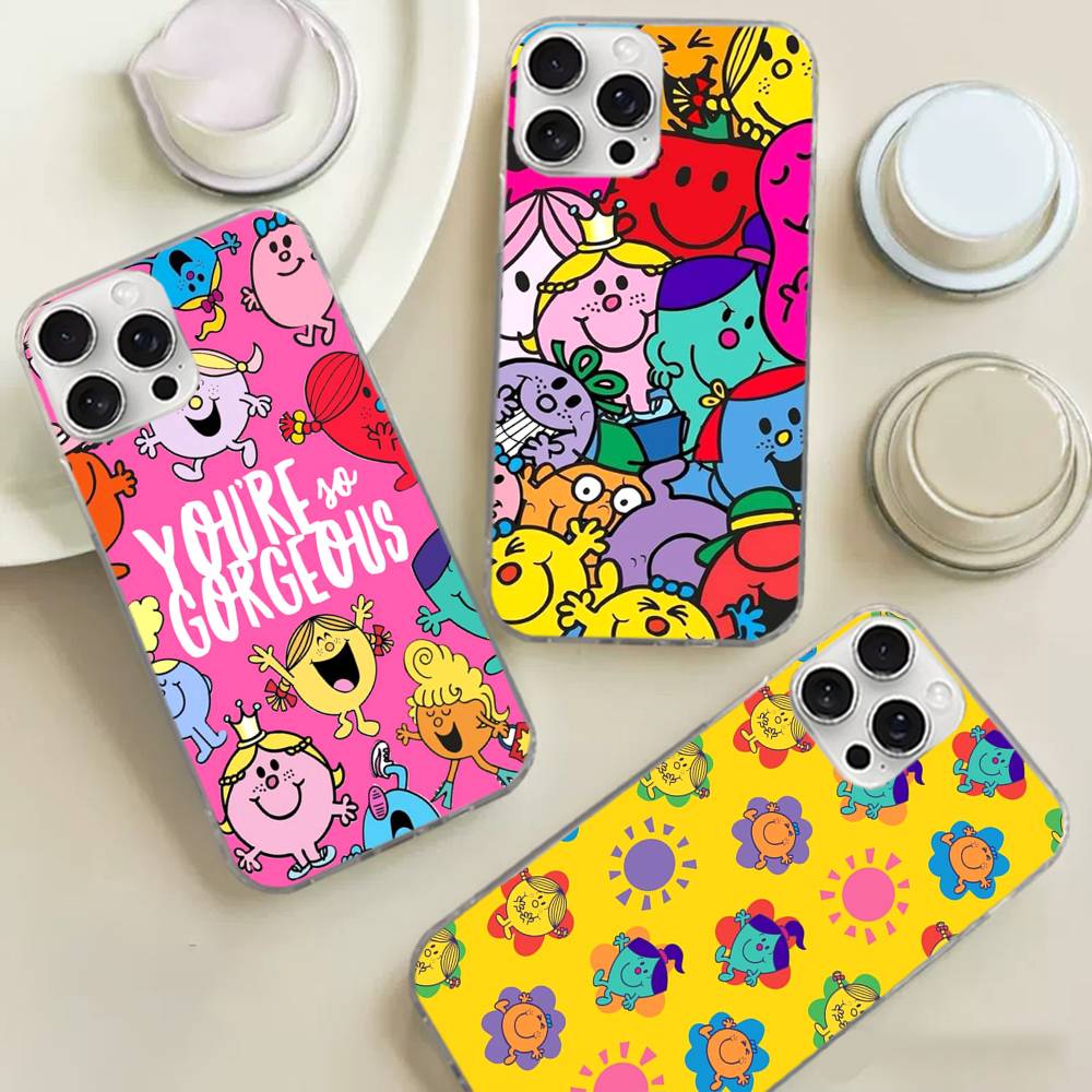 Gifts Mr Men And Little MisS Silver Gradient Pleated Water Ripple Phone Case For IPhone 17 16 15 14 13 12 11 Pro Max