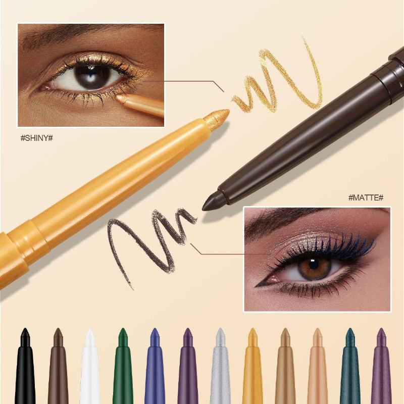 Matte Lying Silkworm Eyeliner Gel Pen Impermeabile Asciugatura Rapida Rosa Marrone Ultra Sottile Eye Shadow Pen Trucco Anti-Macchia
