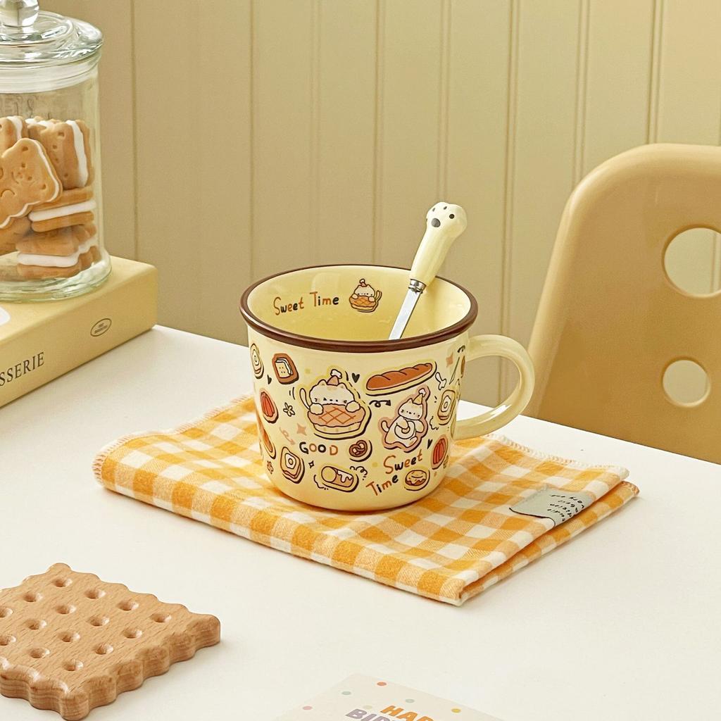 Retro Cartoon Animal Ceramic Cups Large Capacity Cute Mugs  Couple Drinking Cups  Breakfast Coffee Cups  Souvenirs