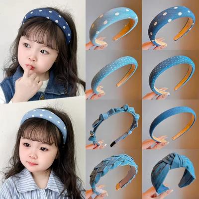 Kinder Süße Blaue Schleife Ornament Stirnband Kopfschmuck Mädchen Vintage Acryl Haarreif Stirnbänder Kinder Haarschmuck