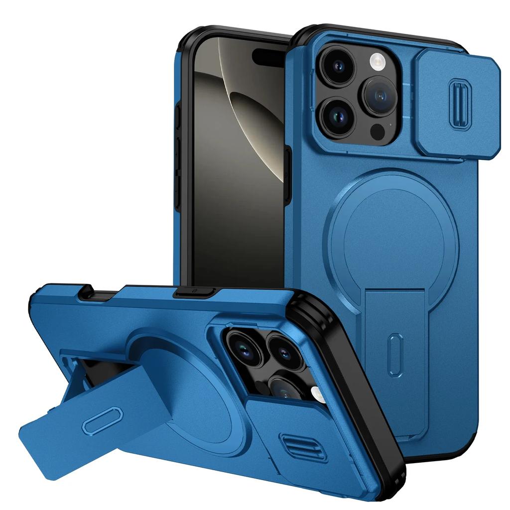 Stand Holder Case for Iphone 17 Pro Max Air 16 Plus 16e Pro Slide Lens Camera Protector Armor Accessories for Iphone17