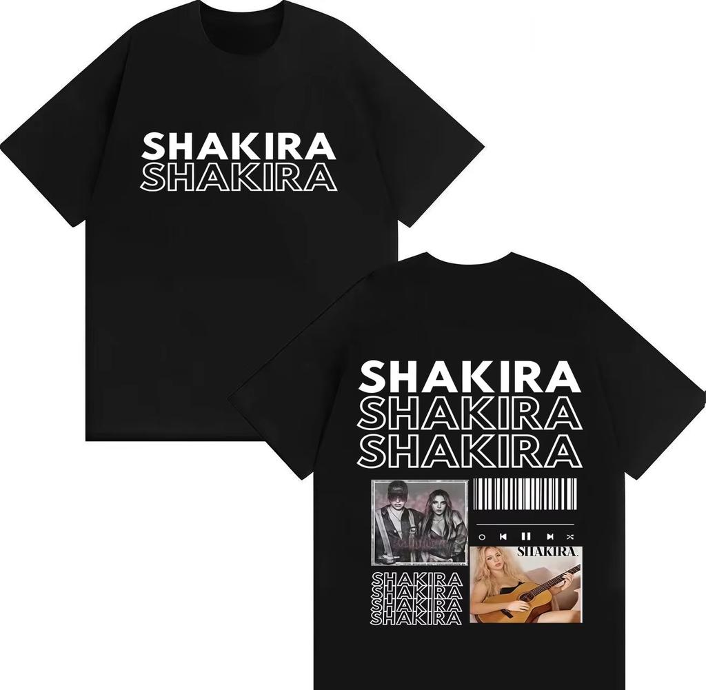 Trendy Singer Shakiras World Tour 2026 Spring Summer Fashion Print Pure Cotton Casual Tshirt Suitable for Both Men and Women