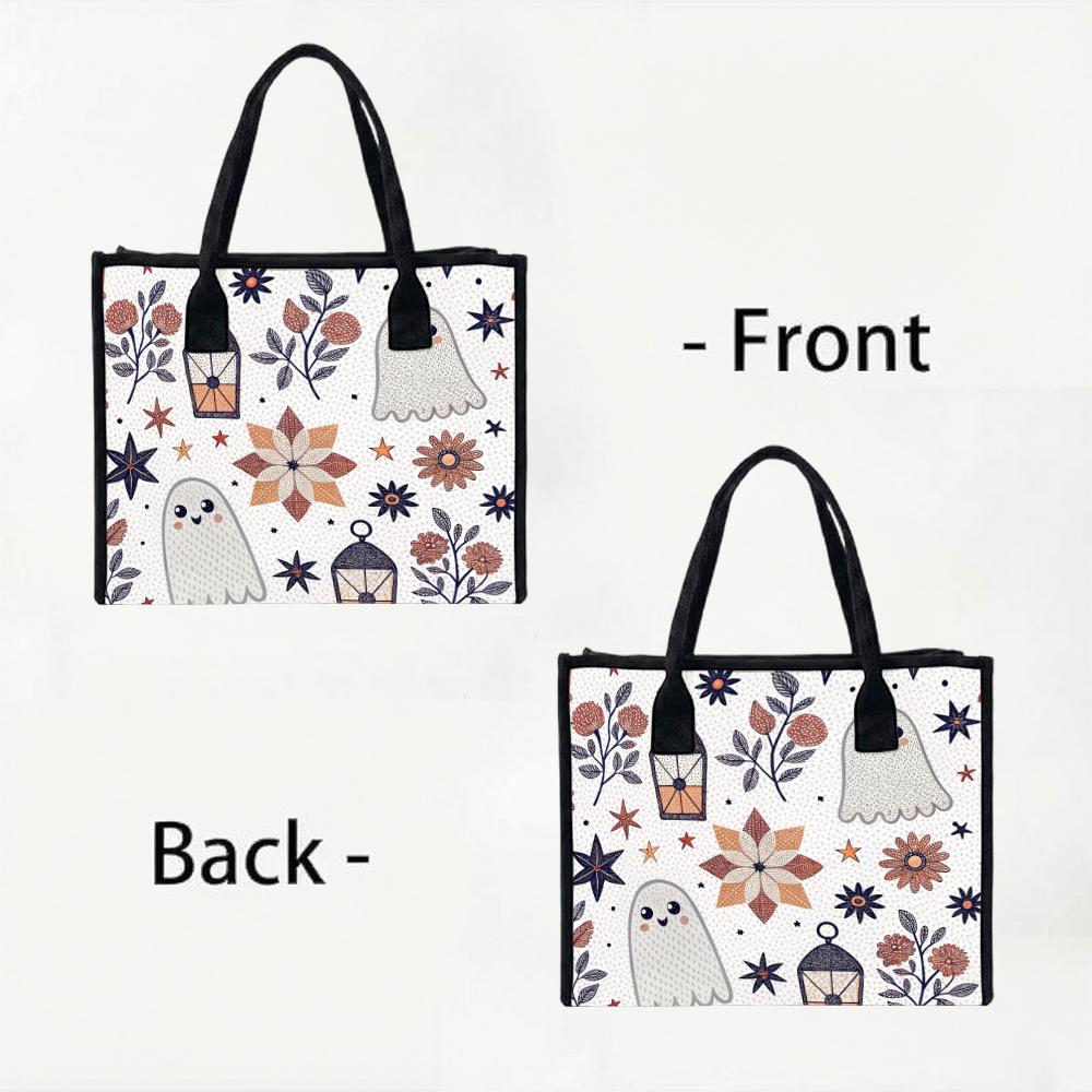 Cute Ghost Floral Print Tote Bag