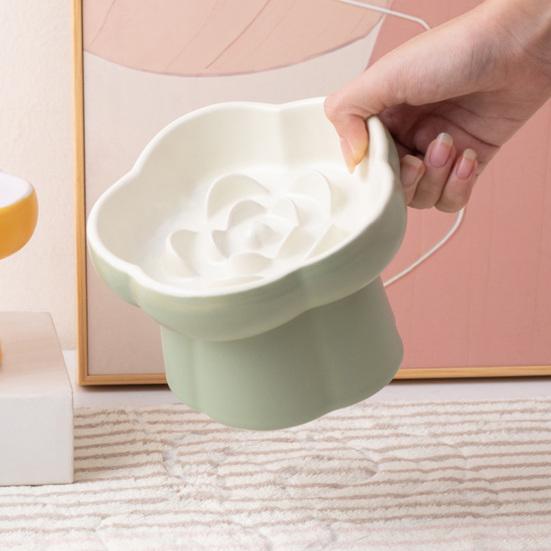 Ceramic Slow Feeder Pet Bowl Dogs Cats Anti-Choking Slow Eating Food Bowl Elevated
