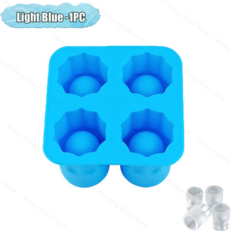 4 Cup Shape Silicone Ice Cube Mold Tray Summer Bar Party DIY Cold Drink Ice Compartment Mold Ice Cup Ice Cube Tray Kitchen Tool