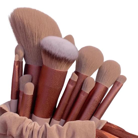 

13Pcs/Set Beauty Brushes Reused Soft Bristle Comfortable Eco-friendly No Shedding Dress Up Man-made Fibers Blusher Loose Powder Eye Shadow