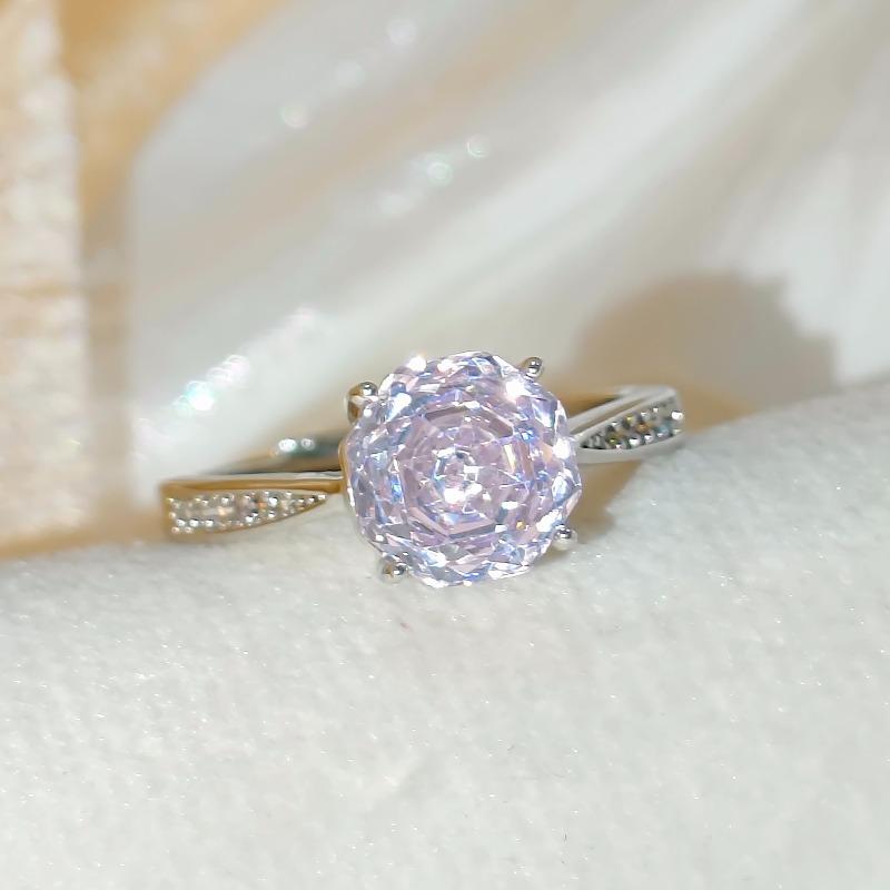 Rose Cut High Carbon Diamond Jewelry 925 Sterling Silver Ladies Ring Simple Sweet Elegant Wedding RingGood product