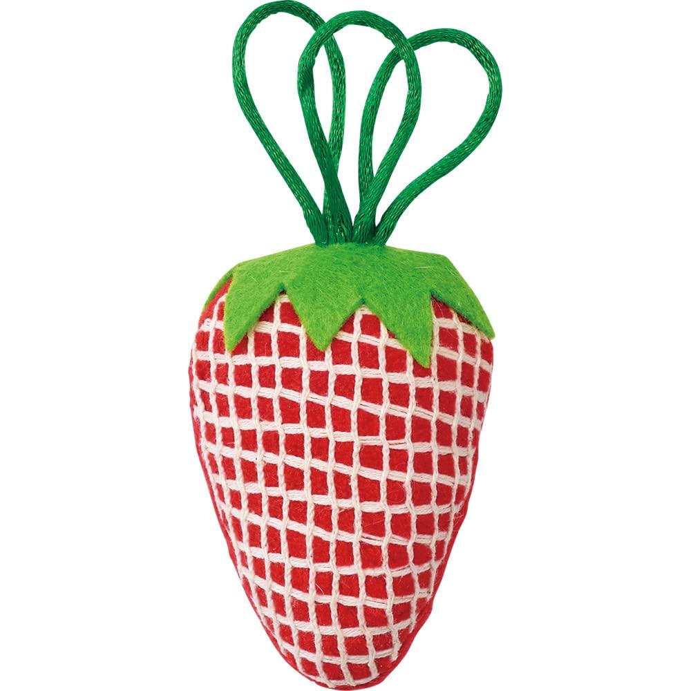 Marukan NYANTA CLUB Chewy Toys Mesh Fruit Strawberry
