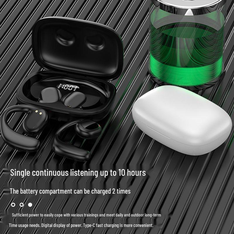 Bone Conduction Wireless Bluetooth Earbuds with Digital Display & Touch Control