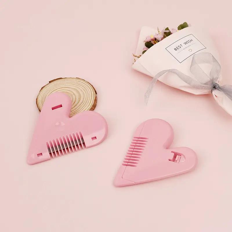 1PCS Cute Heart-shaped Double-sided Bangs Trimmer Safe Hairdressing Haircut Comb Double-sided Hair Cutting Hair Trimmer