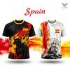 2026 Nova Bandeira da Espanha Camisa com Estampa 3D Masculina Esportes ao Ar Livre Respirável Secagem Rápida Camiseta de Futebol Verão Unissex Casual Gola O Top