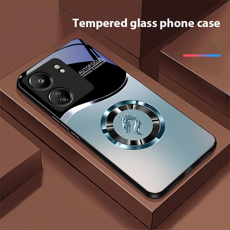 Verlauf Kreis Drache Für Xiaomi Redmi 13C Note13 12 Pro Plus 5G Note 9 13T Pro POCO X6 F5 F6 Schwarz Gehärtetes Glas Handyhülle