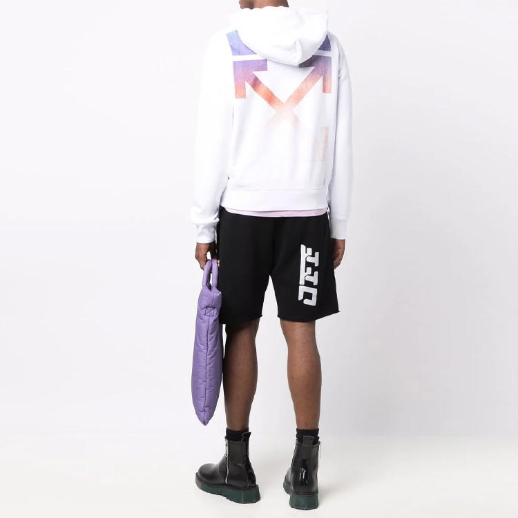 Off-White Arrow Pattern Long Sleeve Hoodie Men Tops White OMBB034F21FLE0020184