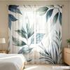 2 Stück Digitaldruck Transparenter Vorhang, Blauer Blatt-Botanischer, Ruhige Natur Elegant - Voile Vorhänge für Schlafzimmer Wohnzimmer Dekoration