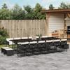 VidaXL Garden Dining Set 17 Pcs Cushions Black Braided Resin 3278129